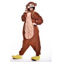 Monkey Soft Polar Fleece Kigurumi Onesie Pajama For Adults With Slippers