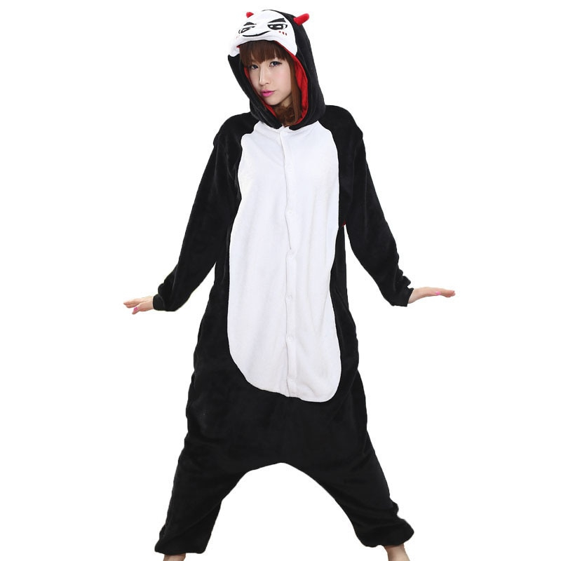 Black Devil Soft Polar Fleece Kigurumi Onesie Pajama For Adults ...