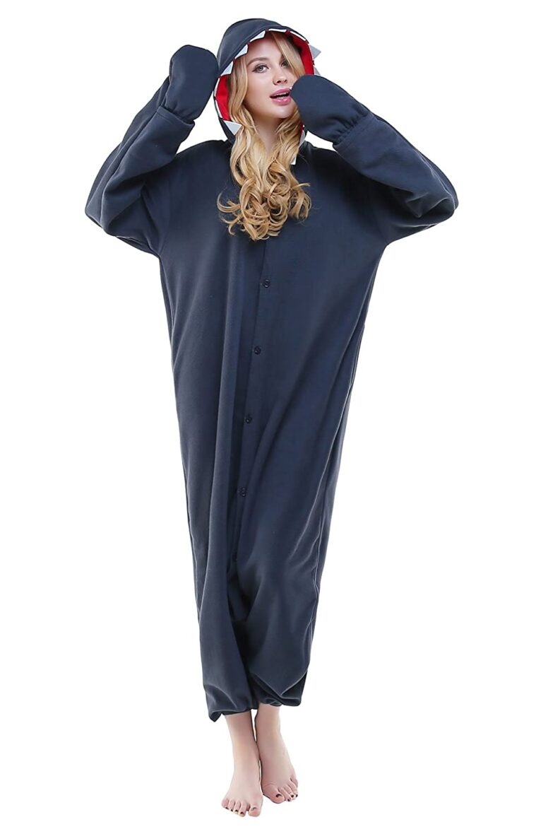 Grey Shark Soft Polar Fleece Kigurumi Onesie Pajama For Adults