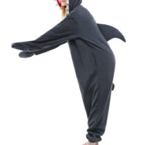 Grey Shark Soft Polar Fleece Kigurumi Onesie Pajama For Adults