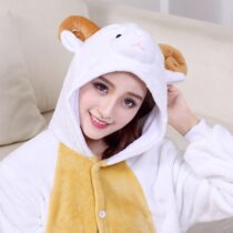 Goat Soft Polar Fleece Kigurumi Onesie Pajama For Adults With Slippers