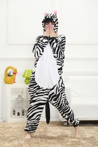 Zebra Polar Fleece Soft Kigurumi Onesie Pajama For Adults ...