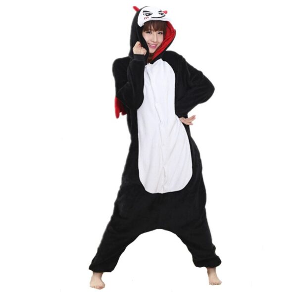 Black Devil Soft Polar Fleece Kigurumi Onesie Pajama For Adults ...