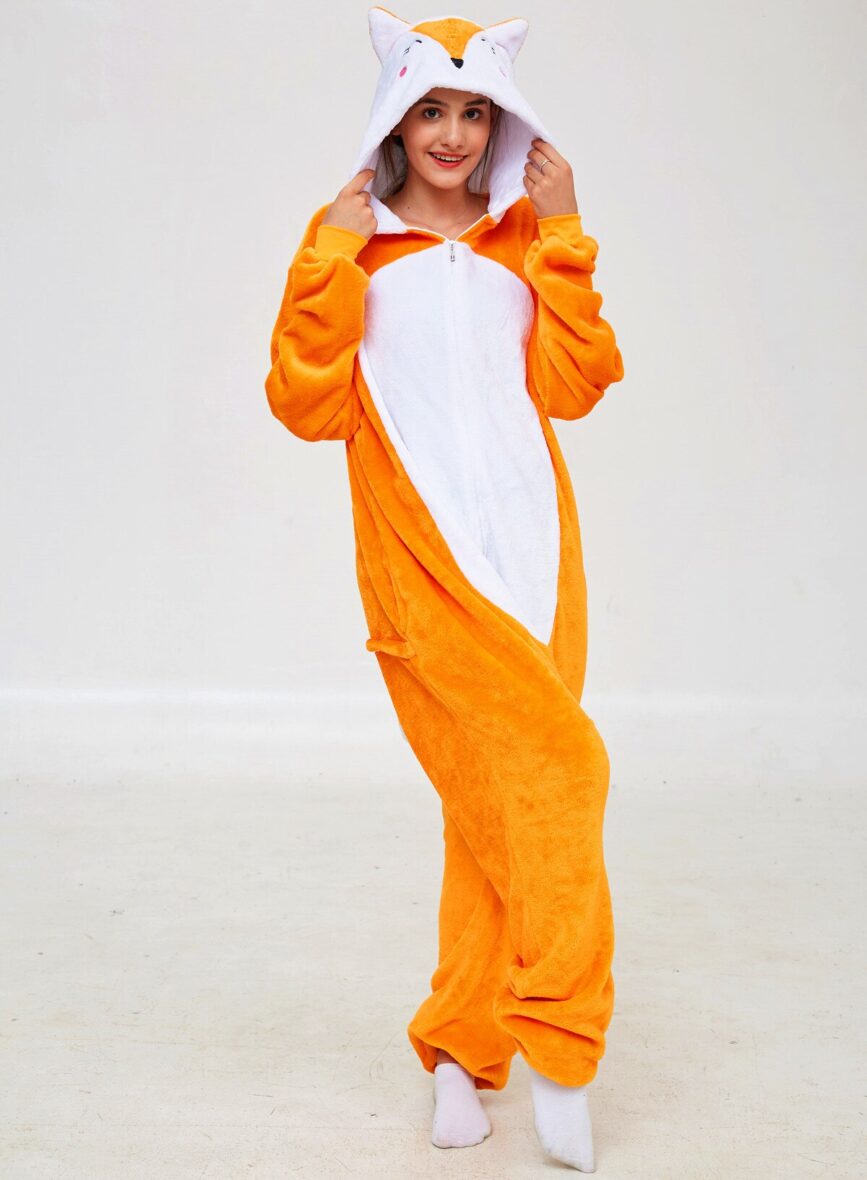 Fox Polar Fleece Kigurumi Onesie Pajama For Adults