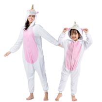 Family Set Pink Unicorn Polar Fleece Kigurumi Onesie Pajama Costume Without Slippers