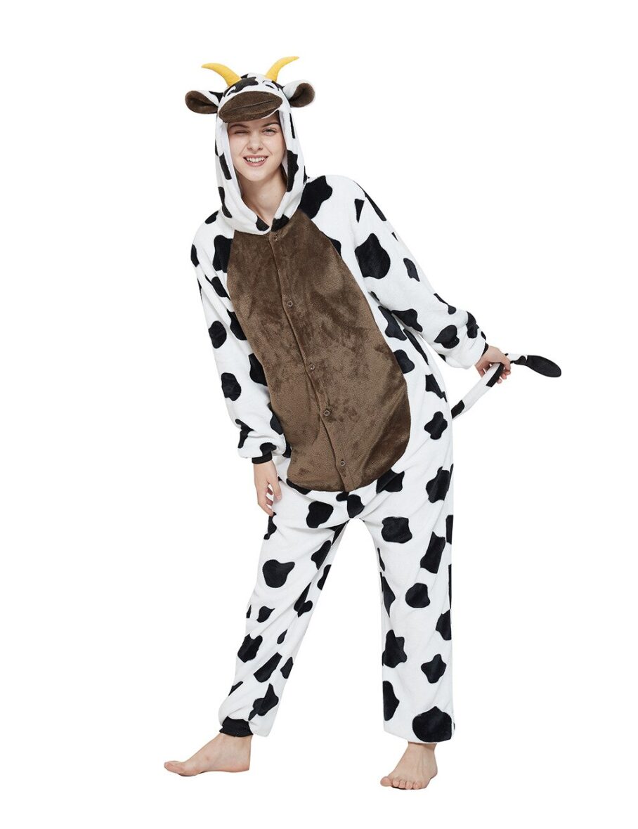 Cow Soft Polar Fleece Kigurumi Onesie Pajama For Adults