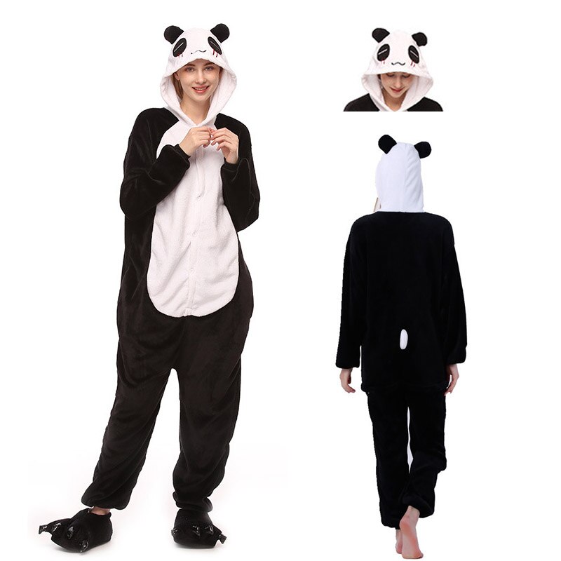 Family Set Panda Polar Fleece Kigurumi Onesie Pajama Costume With ...