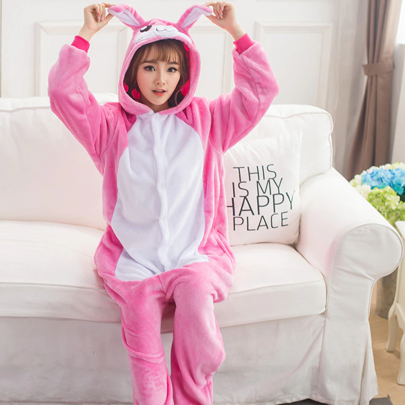 Rabbit Soft Polar Fleece Kigurumi Onesie Pajama For Adults