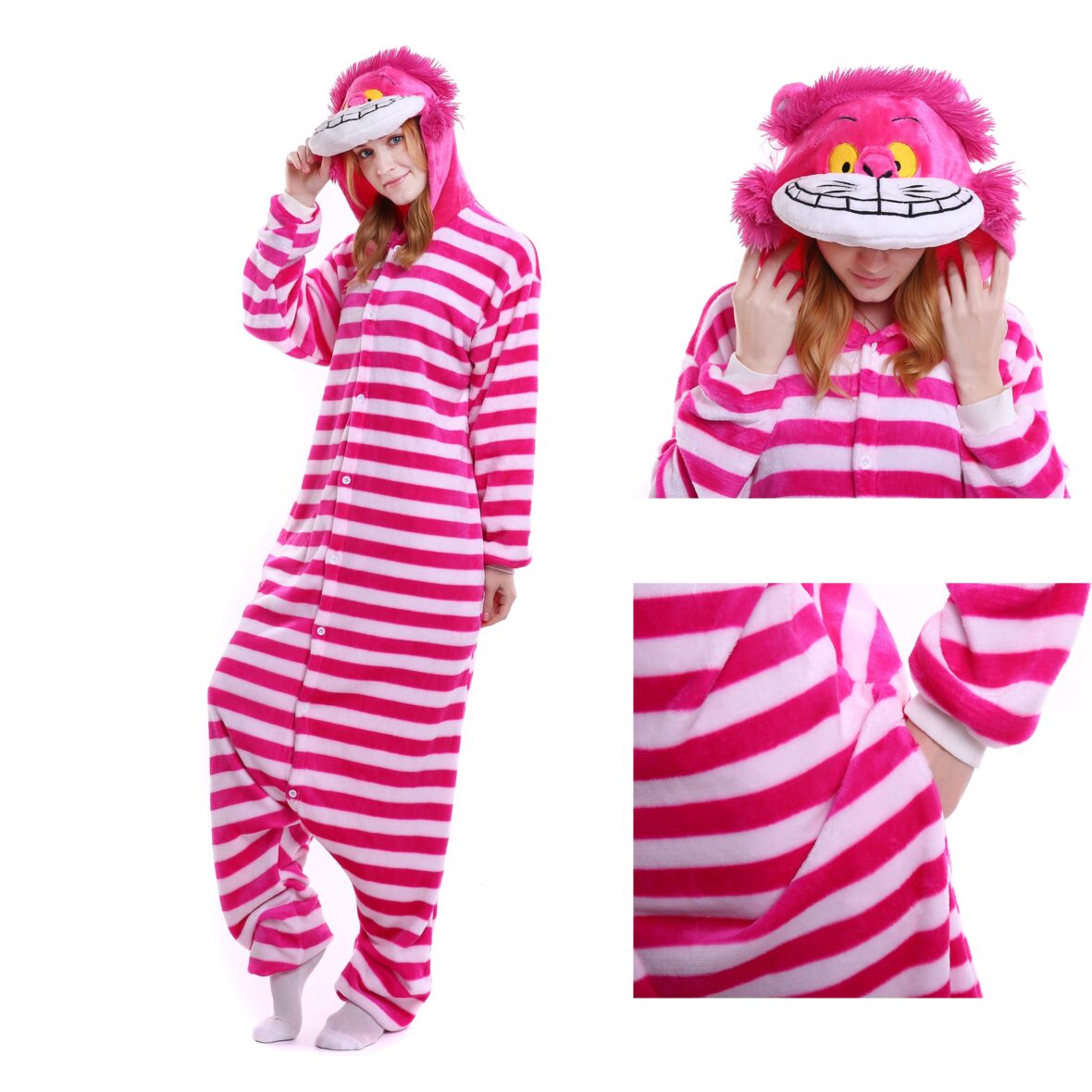 Cheshire Cat Soft Polar Fleece Kigurumi Onesie Pajama For Adults