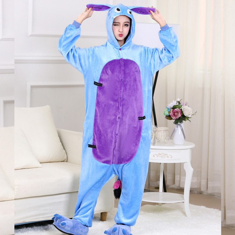 Animal Donkey Soft Polar Fleece Kigurumi Onesie Pajama For Adults With ...