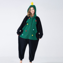Christmas Tree Soft Polar Fleece Kigurumi Onesie Pajama For Adults