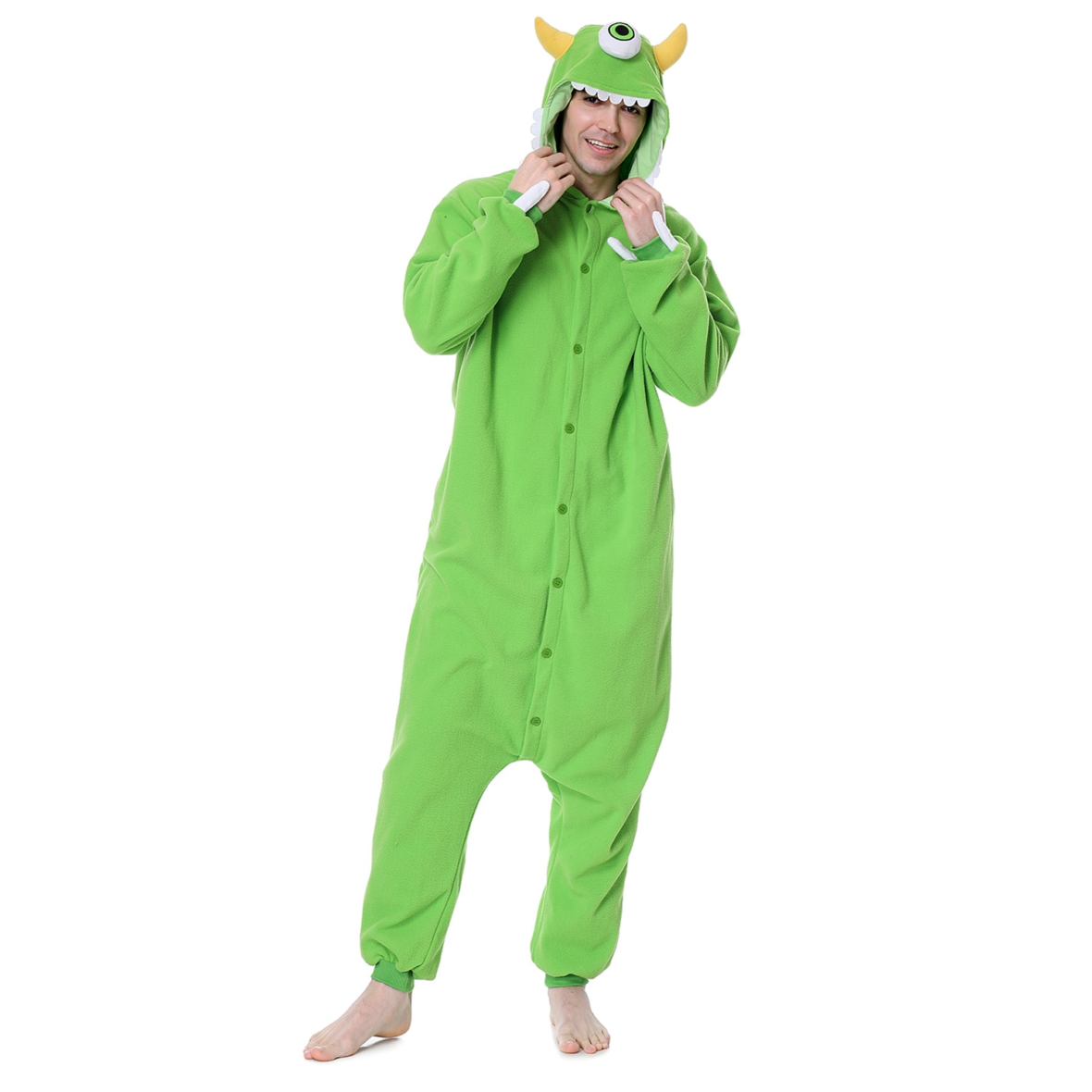 Mike Wazowski Green Monster Soft Polar Fleece Kigurumi Onesie Pajama For Adults
