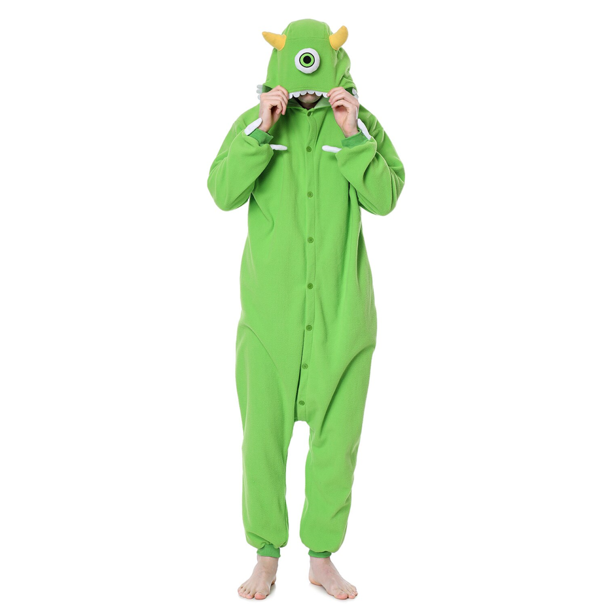 Mike Wazowski Green Monster Soft Polar Fleece Kigurumi Onesie Pajama For Adults