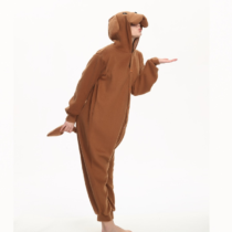 Poodle Brown Dog Soft Polar Fleece Kigurumi Onesie Pajama For Adults