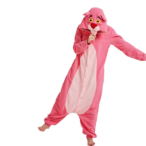 Cartoon Pink Panther Soft Polar Fleece Kigurumi Onesie Pajama For Adults