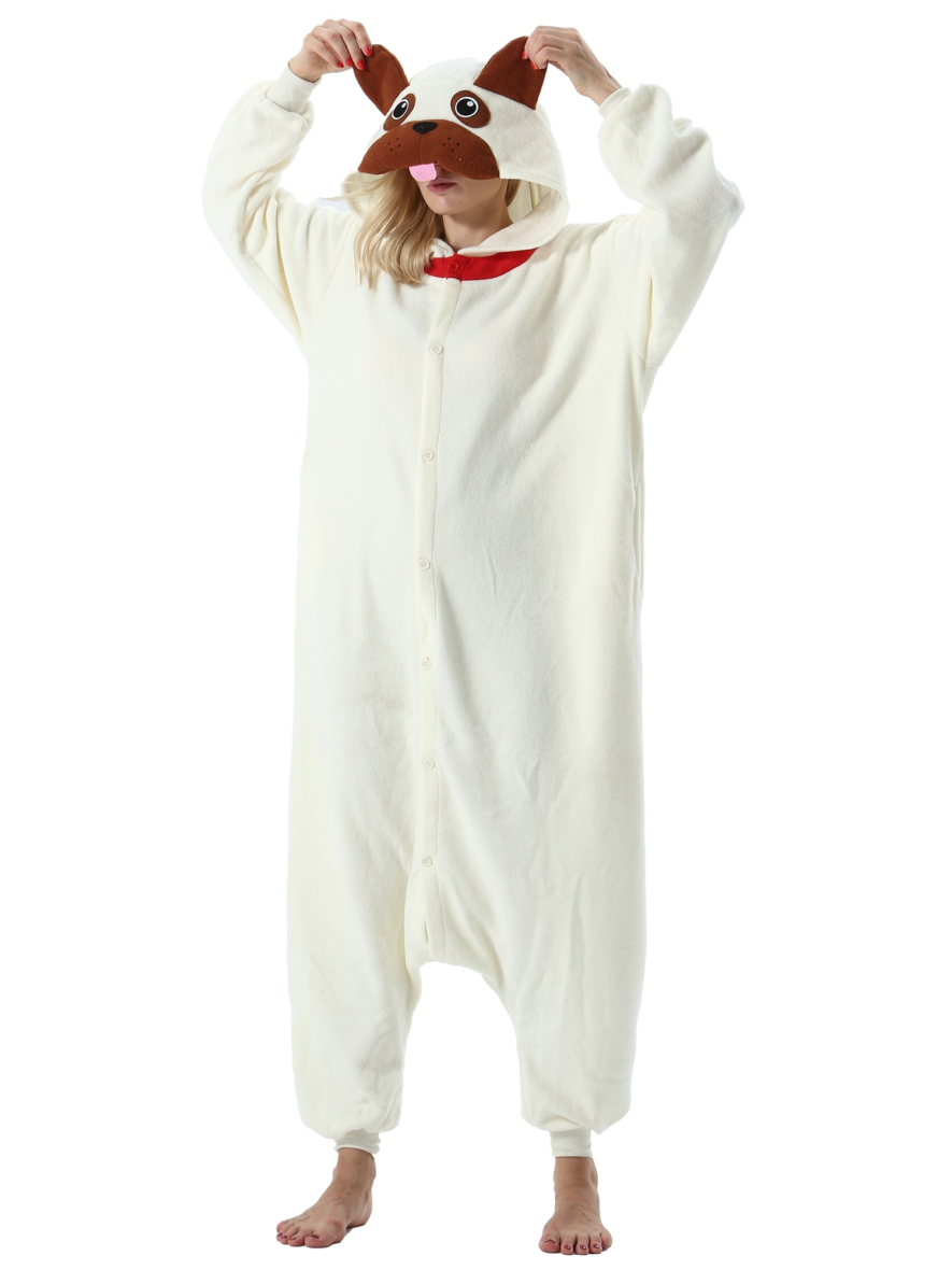 Pug Dog Polar Fleece Kigurumi Onesie Pajama For Adults