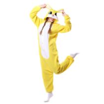 Yellow Bunny Soft Polar Fleece Kigurumi Onesie Pajama For Adults