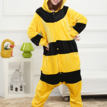 Bee Polar Fleece Soft Kigurumi Onesie Pajama For Adults