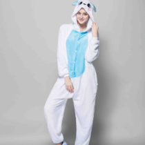 Blue Rabbit Soft Polar Fleece Kigurumi Onesie Pajama For Adults With Slippers