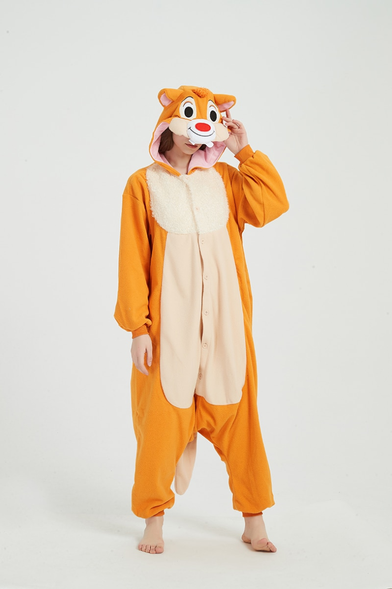 Chipmunk Polar Fleece Soft Kigurumi Onesie Pajama For Adults