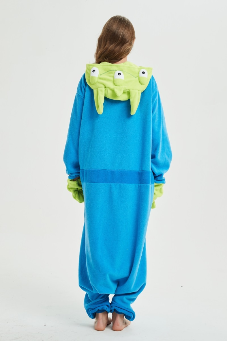 Mike Alien 3 eyes Monster Soft Polar Fleece Kigurumi Onesie Pajama For Adults