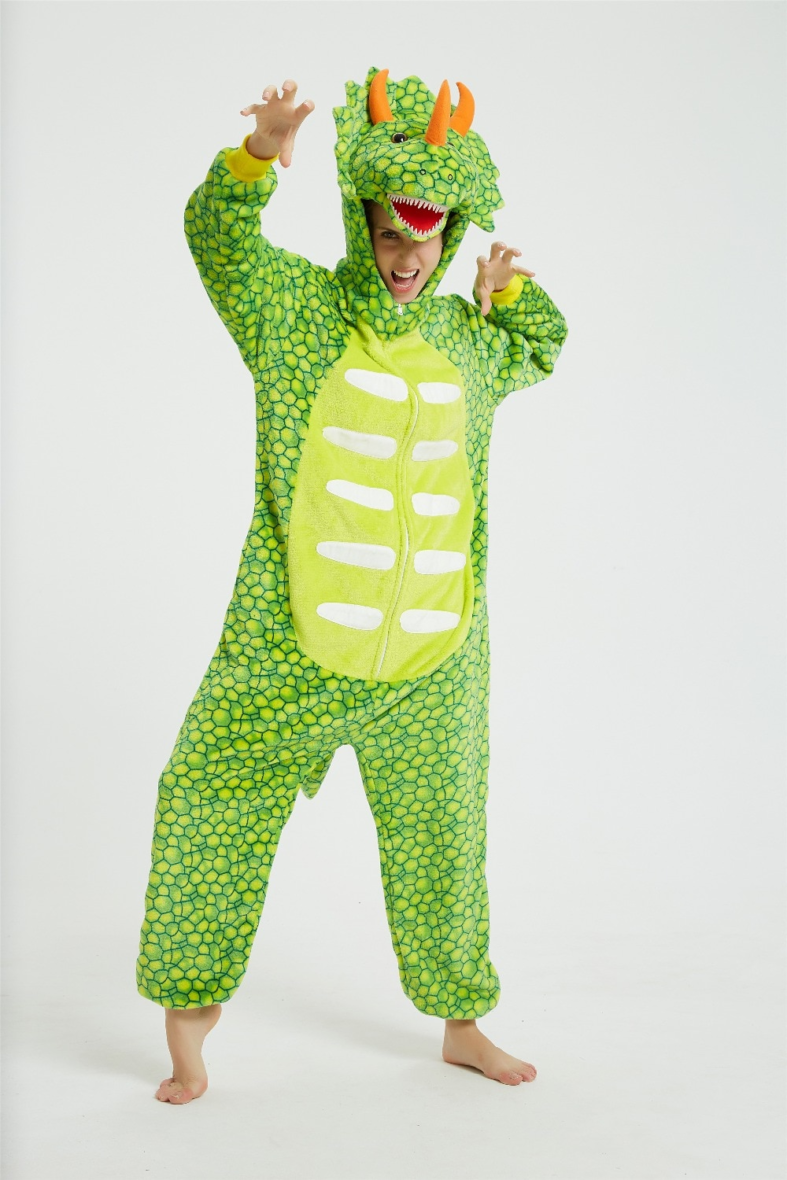Green Dragon Soft Polar Fleece Kigurumi Onesie Pajama For Adults