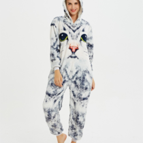 Cat Polar Fleece Soft Kigurumi Onesie Pajama For Adults