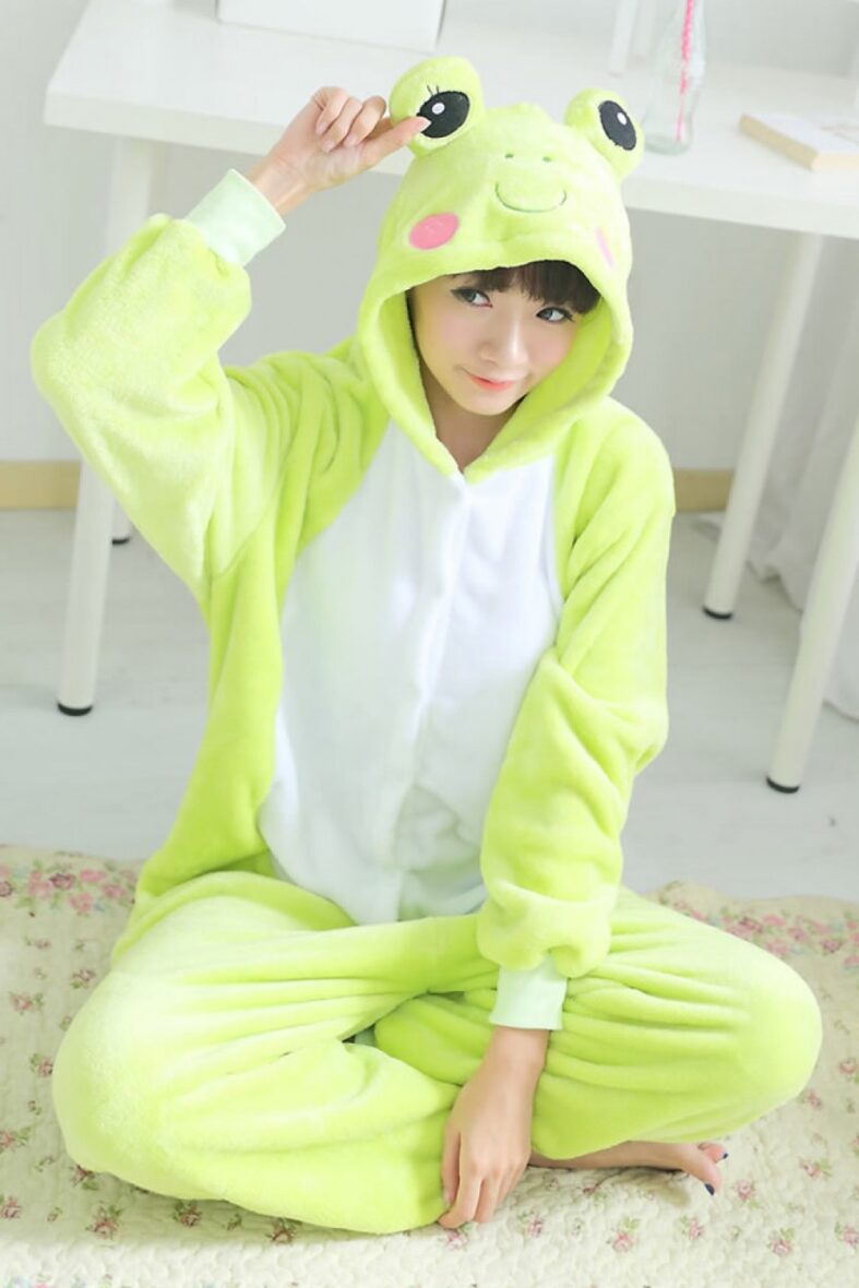 Frog Polar Fleece Kigurumi Onesie Pajama For Adults