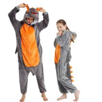 Family Set Grey Dragon Polar Fleece Kigurumi Onesie Pajama Costume Without Slipper