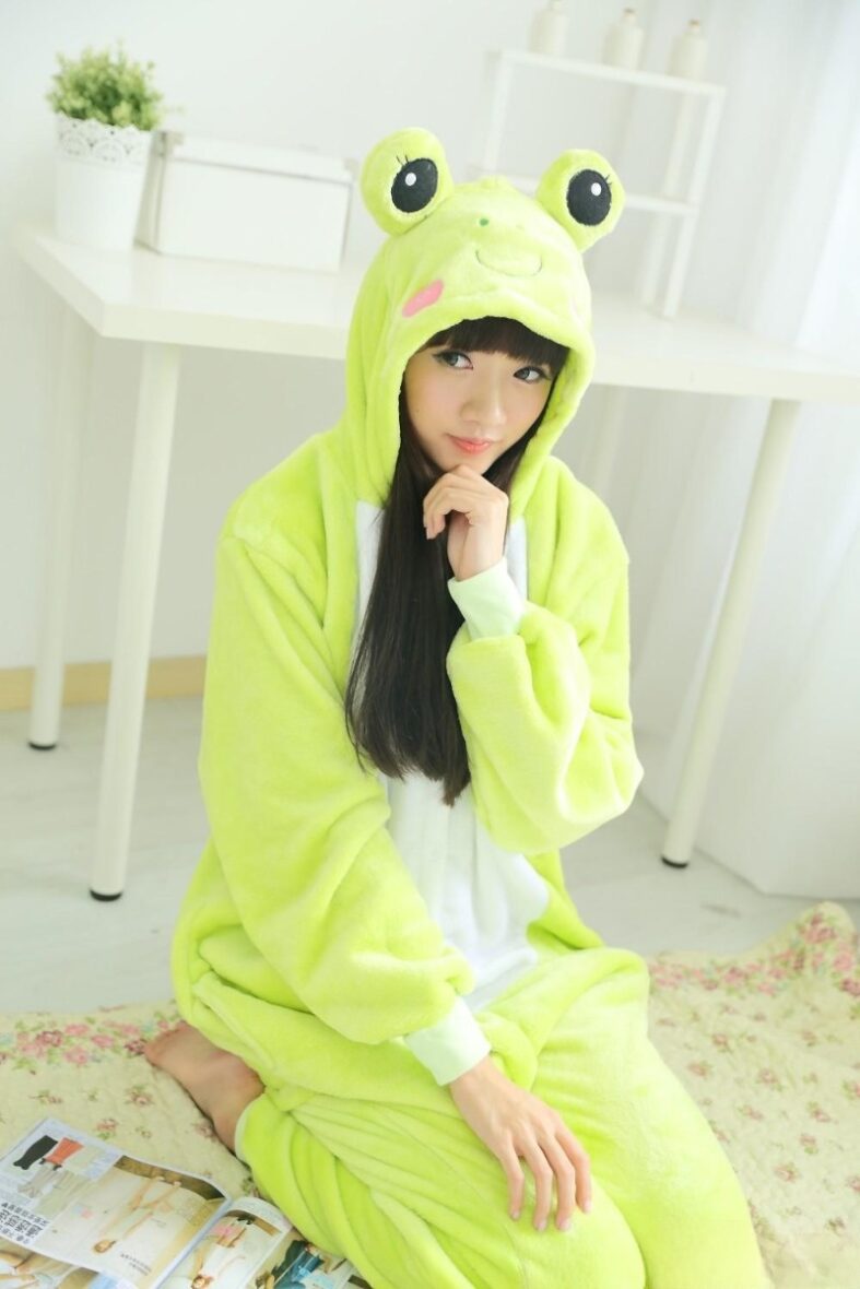 Frog Polar Fleece Kigurumi Onesie Pajama For Adults