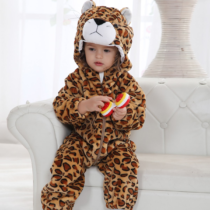 Baby Leopard Polar Fleece Kigurumi Onesie Pajama Costume For Infant/Toddler