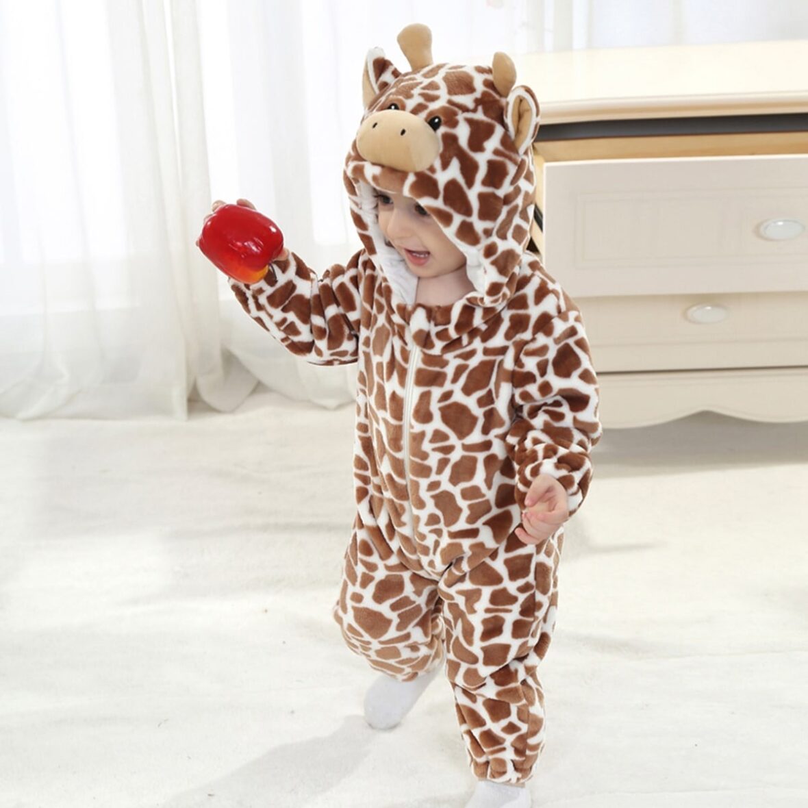Baby Girafee Polar Fleece Kigurumi Onesie Pajama Costume For Infant/Toddler