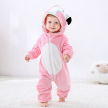 Pink Parrot Soft Polar Fleece Kigurumi Onesie Pajama Costume For Infant/Toddler